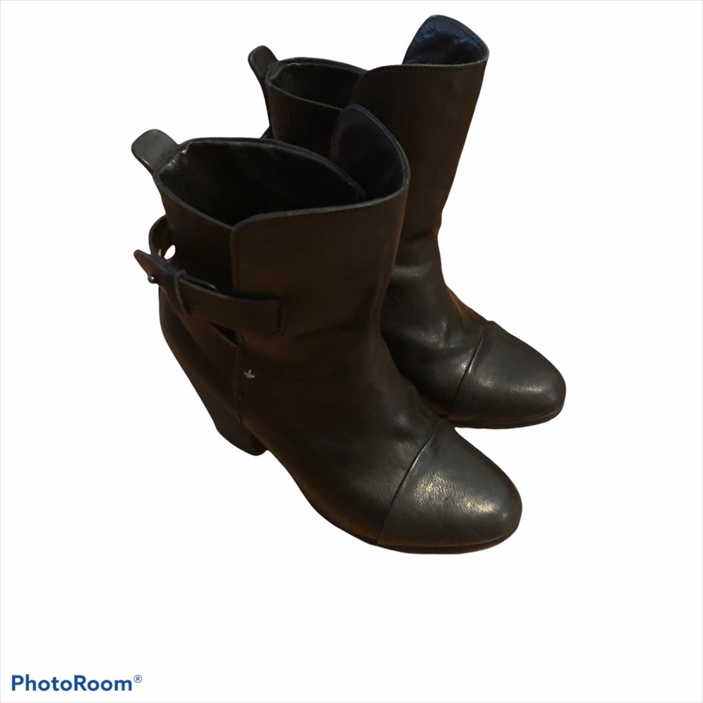 Rag & Bone Kinsey Black Leather Booties Size 5